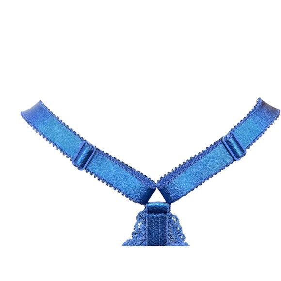 42D Adore Me Lace Front Closure Bra Blue Underwire Padded - Picture 9 of 11